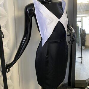 Elegant Dress, White & Black, Atlas . Size - M